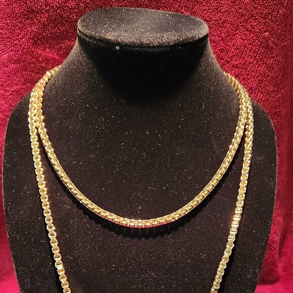 Long Gold Plated Box Chain - Picture 3 of 8